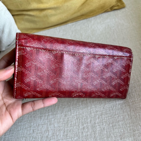 Authentic Goyard Red Long Wallet Leather Goyardine - Picture 3 of 15